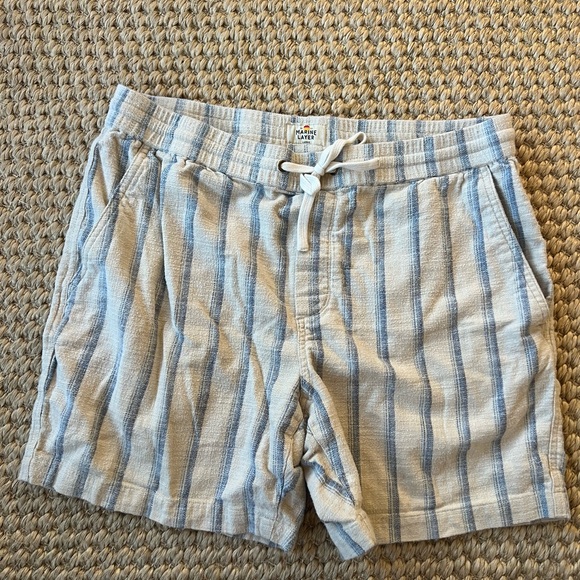 Marine Layer Light Blue and White Striped Men's Shorts - Picture 1 of 3